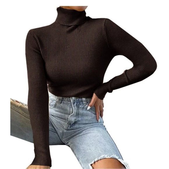 Forever 21 Sweaters - Forever 21 ANWND Women’s Black Ribbed Turtleneck Sweater Long Sleeve Top Med NEW